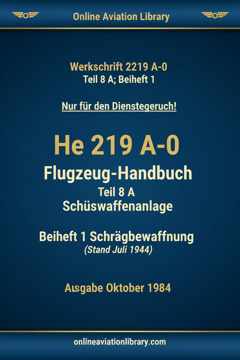 He 219 A-0 Flugzeug-Handbuch Beiheft 1 Cover