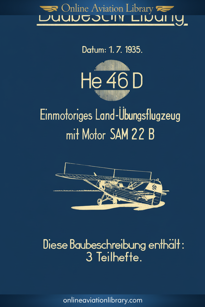 He 46 D Baubeschreibung 1935 - Cover Page
