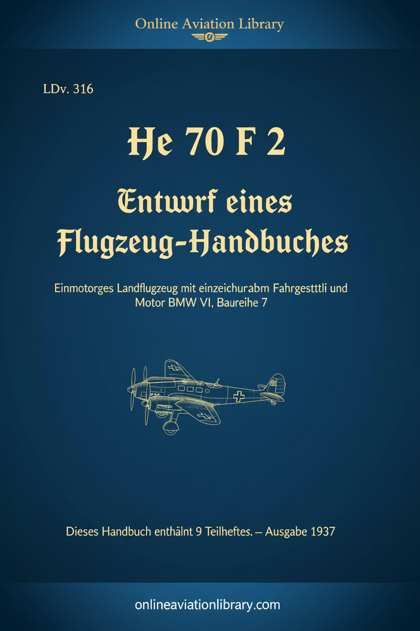 He 70 F-2 Flugzeug-Handbuches Cover