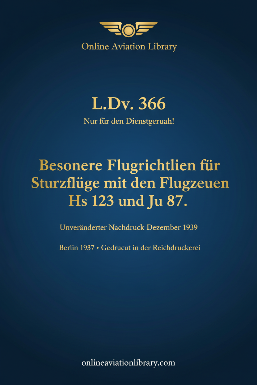 Henschel Hs 123 Flight Guidelines Standard Cover Page