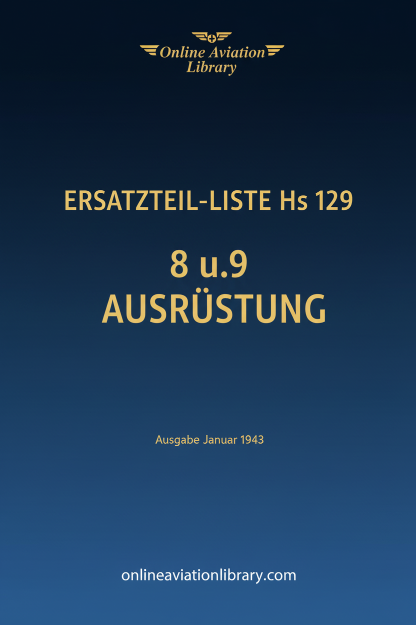 Henschel Hs 129 Spare Parts List Standard Cover Page