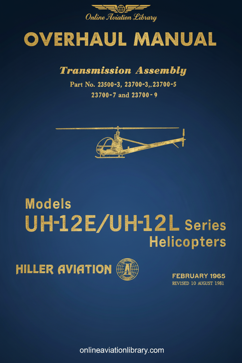 Hiller UH-12E/UH-12L Transmission Assembly Overhaul Manual Cover Page