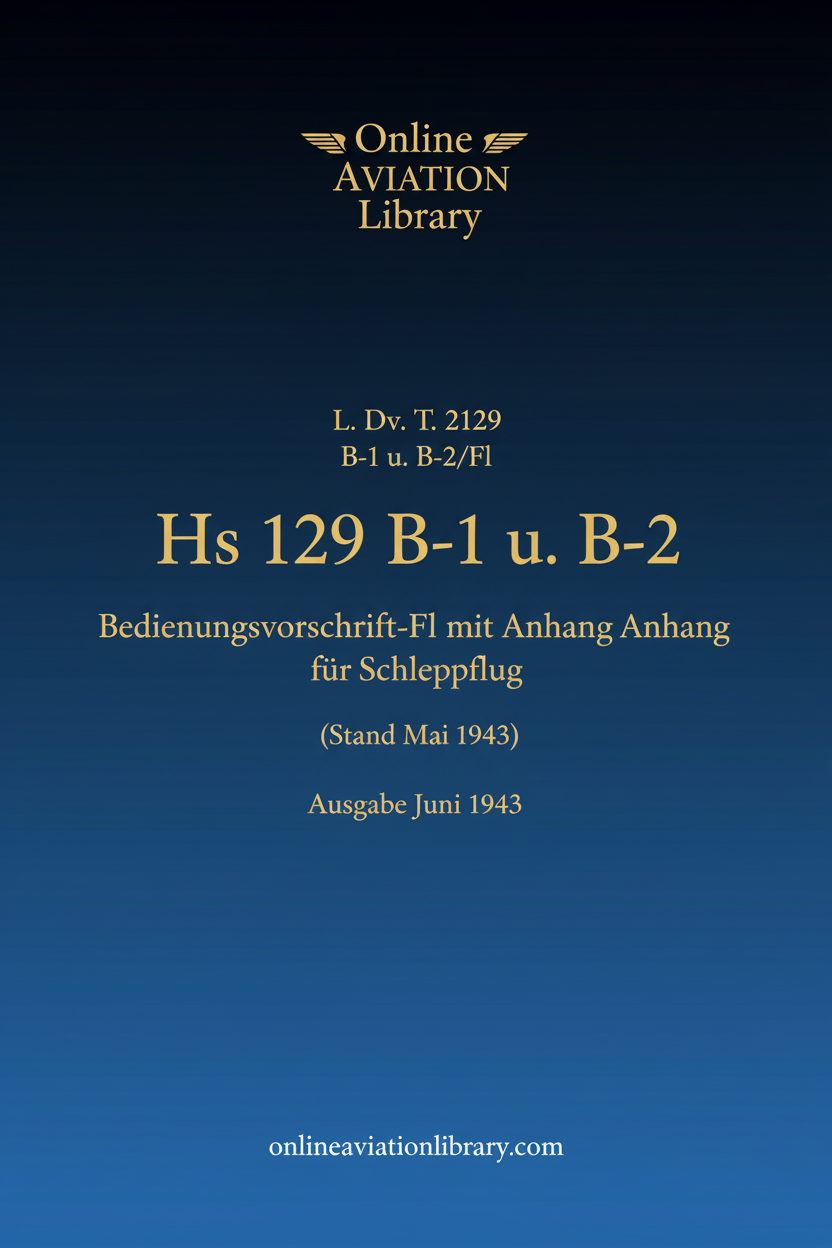Hs 129 B-1 and B-2 Bedienungsvorschrift Standard Cover Page