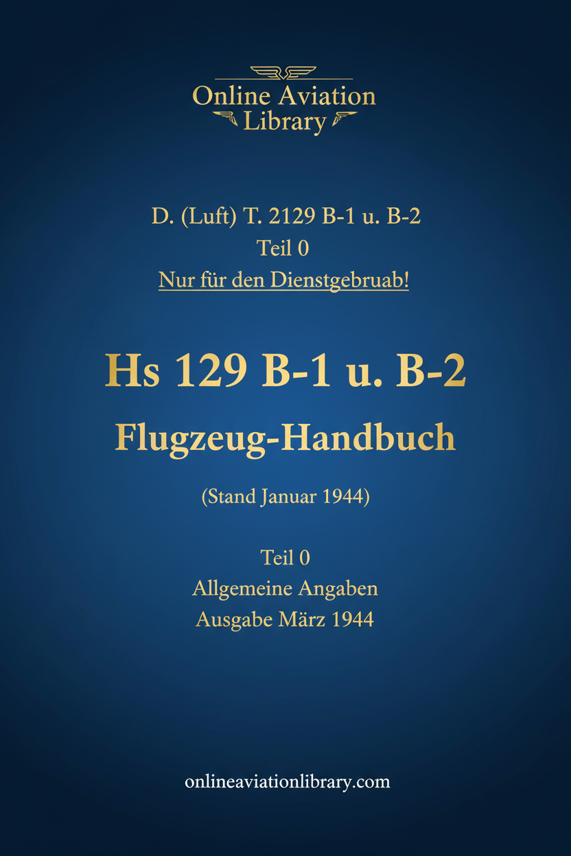 Hs 129 B-1 and B-2 Flugzeug-Handbuch Standard Cover Page