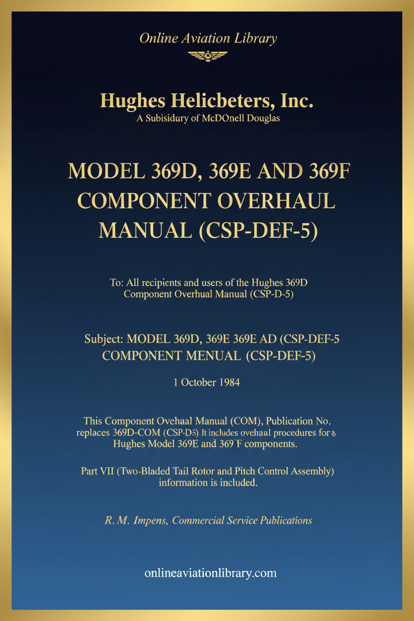 Hughes 369D Component Overhaul Manual Cover Page