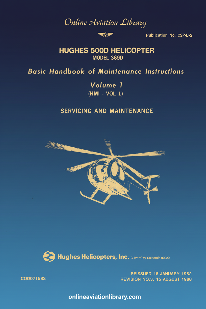 Hughes 500D Helicopter Maintenance Handbook Cover Page
