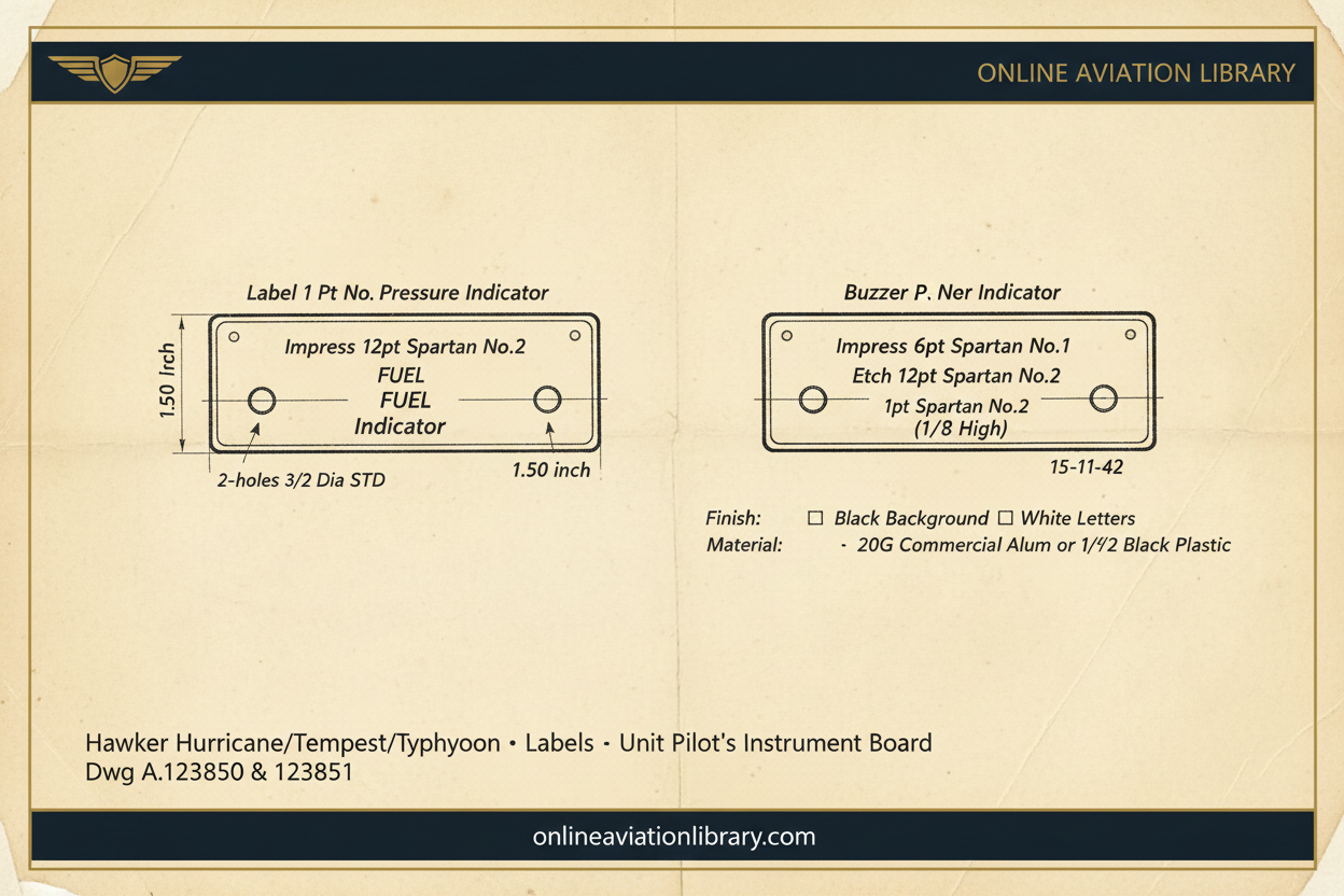 Hurricane Instrument Labels A.123850/51 — Parchment