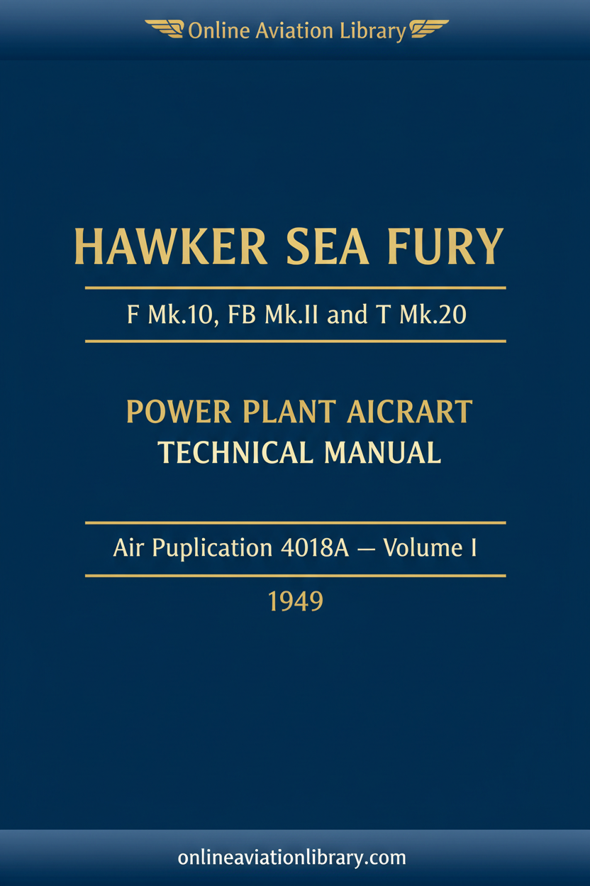 Hawker Sea Fury F Mk.10 FB Mk.11 T Mk.20 Power Plant Technical Manual AP 4018A 1949 cover page