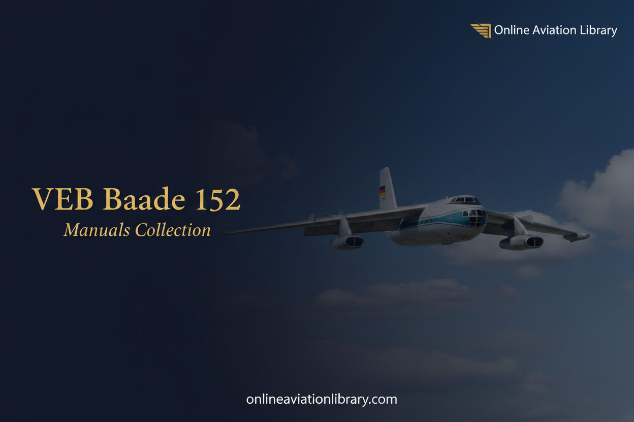 VEB Baade 152 in flight with East German flag — Online Aviation Library banner