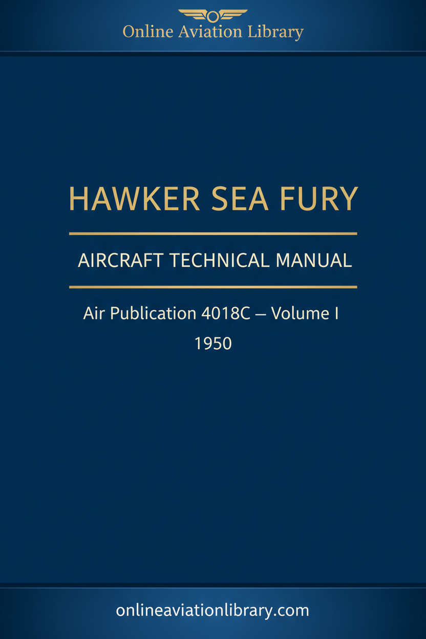 Hawker Sea Fury Air Publication 4018C Volume I Technical Manual 1950 cover page