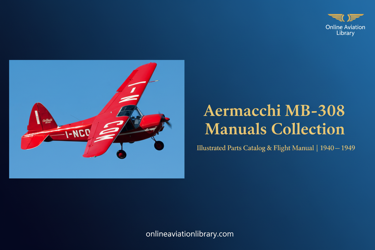 Aermacchi MB-308 Manuals Collection - LB4 Banner featuring red MB-308 I-NCO in flight