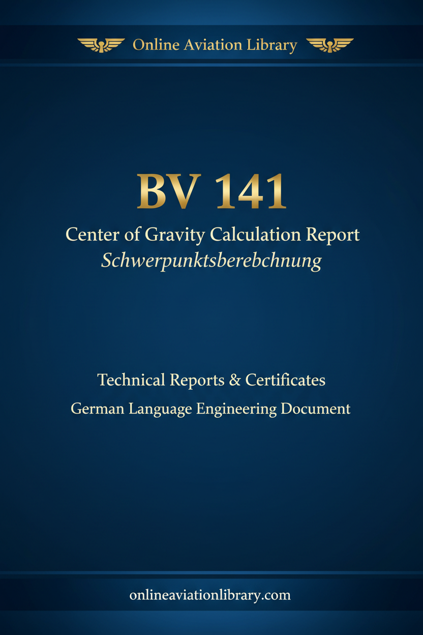 BV 141 Center of Gravity Calculation Report cover page
