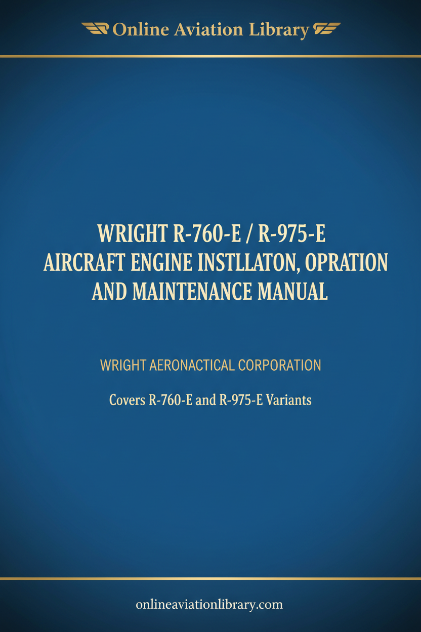 Wright R-760-E R-975-E Aircraft Engine Installation Operation and Maintenance Manual cover page