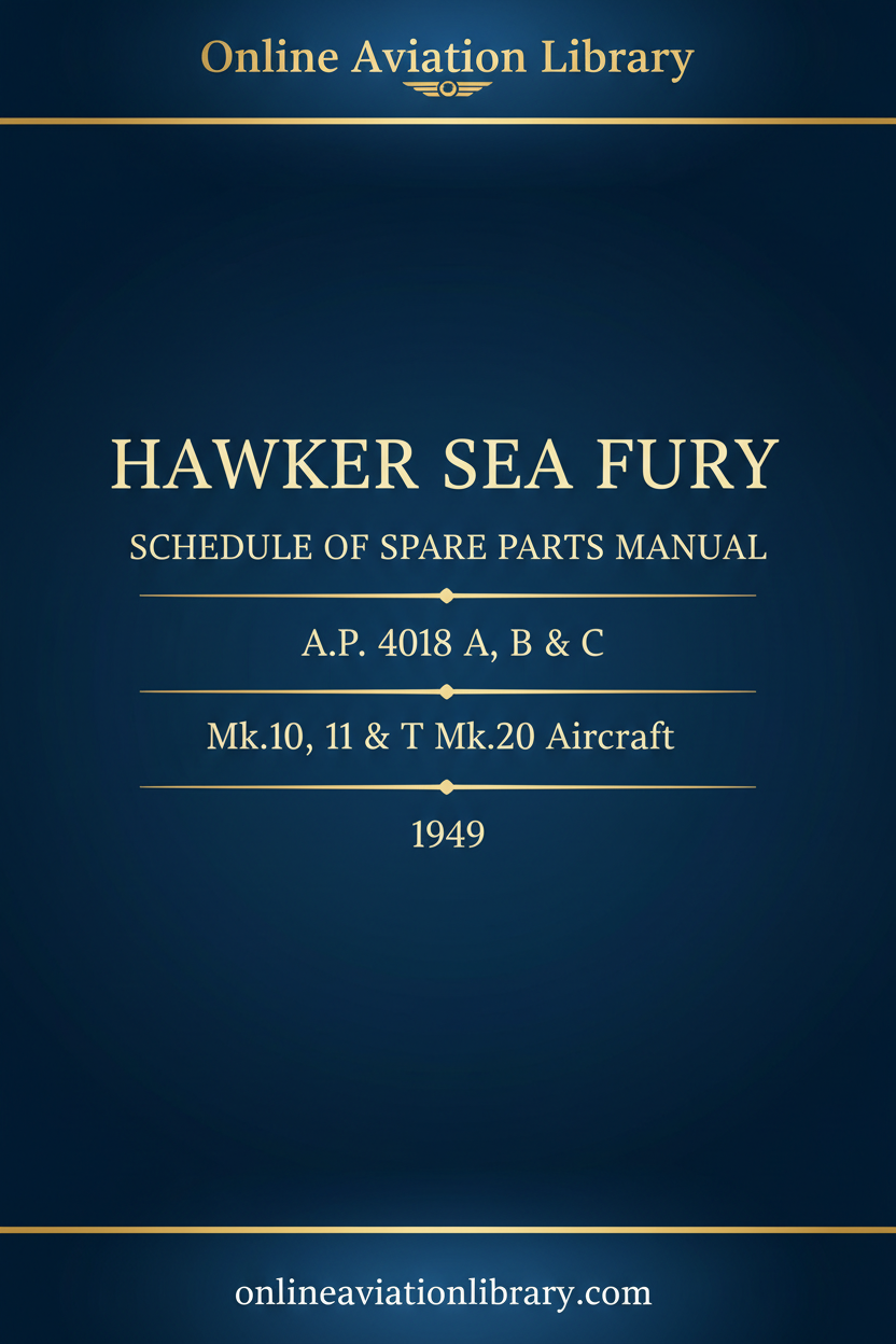 Hawker Sea Fury AP 4018 Schedule of Spare Parts Manual 1949 cover page