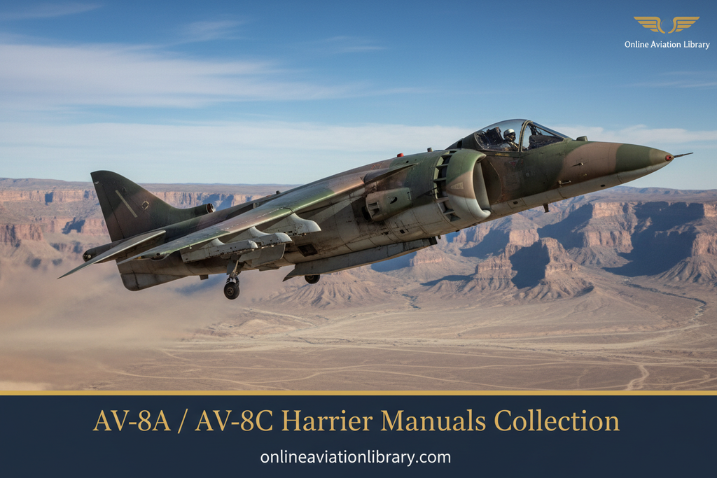 Hawker Siddeley AV-8A Harrier in flight - Manuals Collection Banner