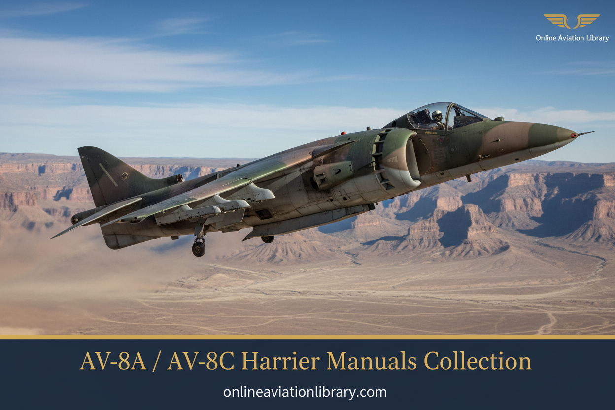 Hawker Siddeley AV-8A Harrier in flight - Manuals Collection Banner
