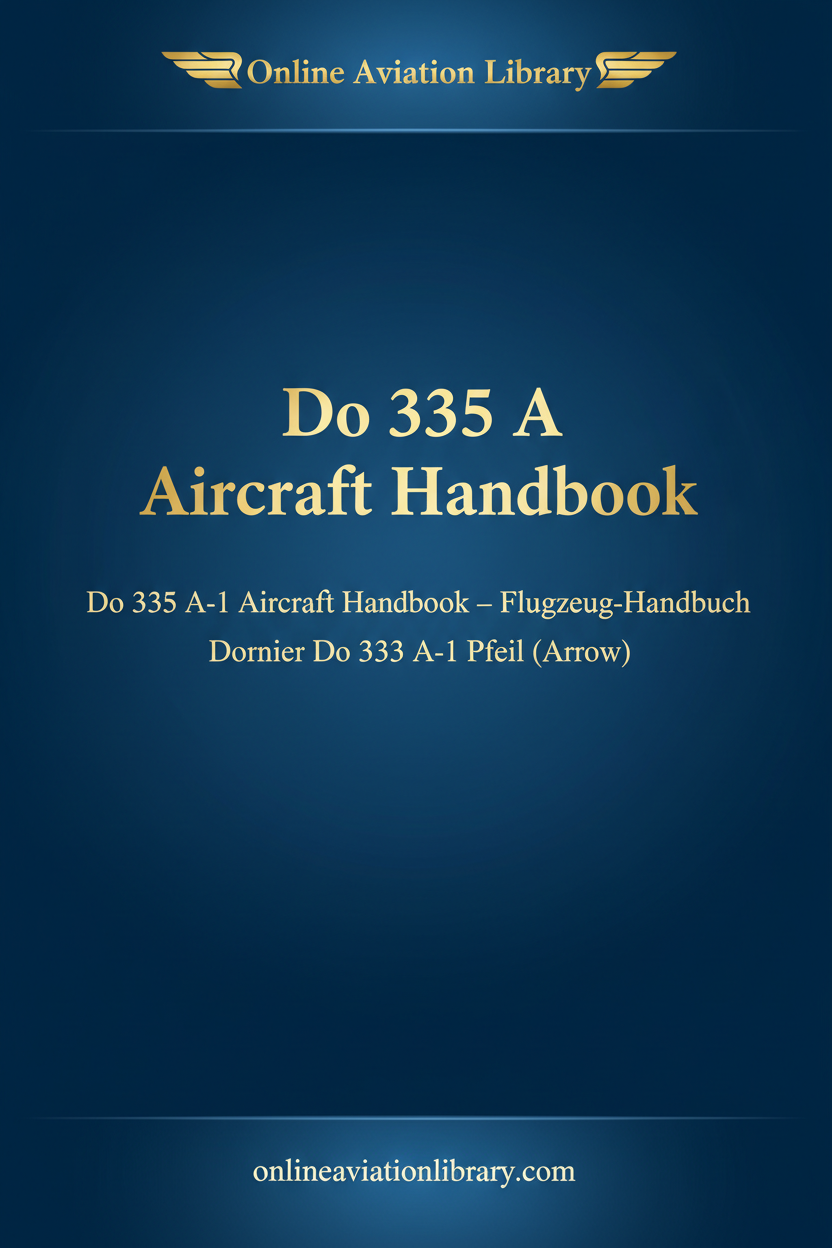 Do 335 A-1 Aircraft Handbook Flugzeug-Handbuch cover page - Standard Text Blue format