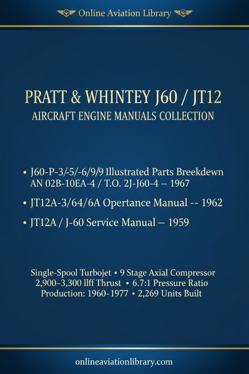 Pratt & Whitney J60 JT12 Aircraft Engine Manuals Collection - Cover Page