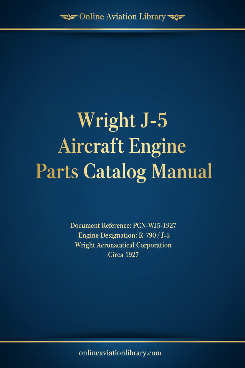 Wright J-5 Aircraft Engine Parts Catalog Manual cover page