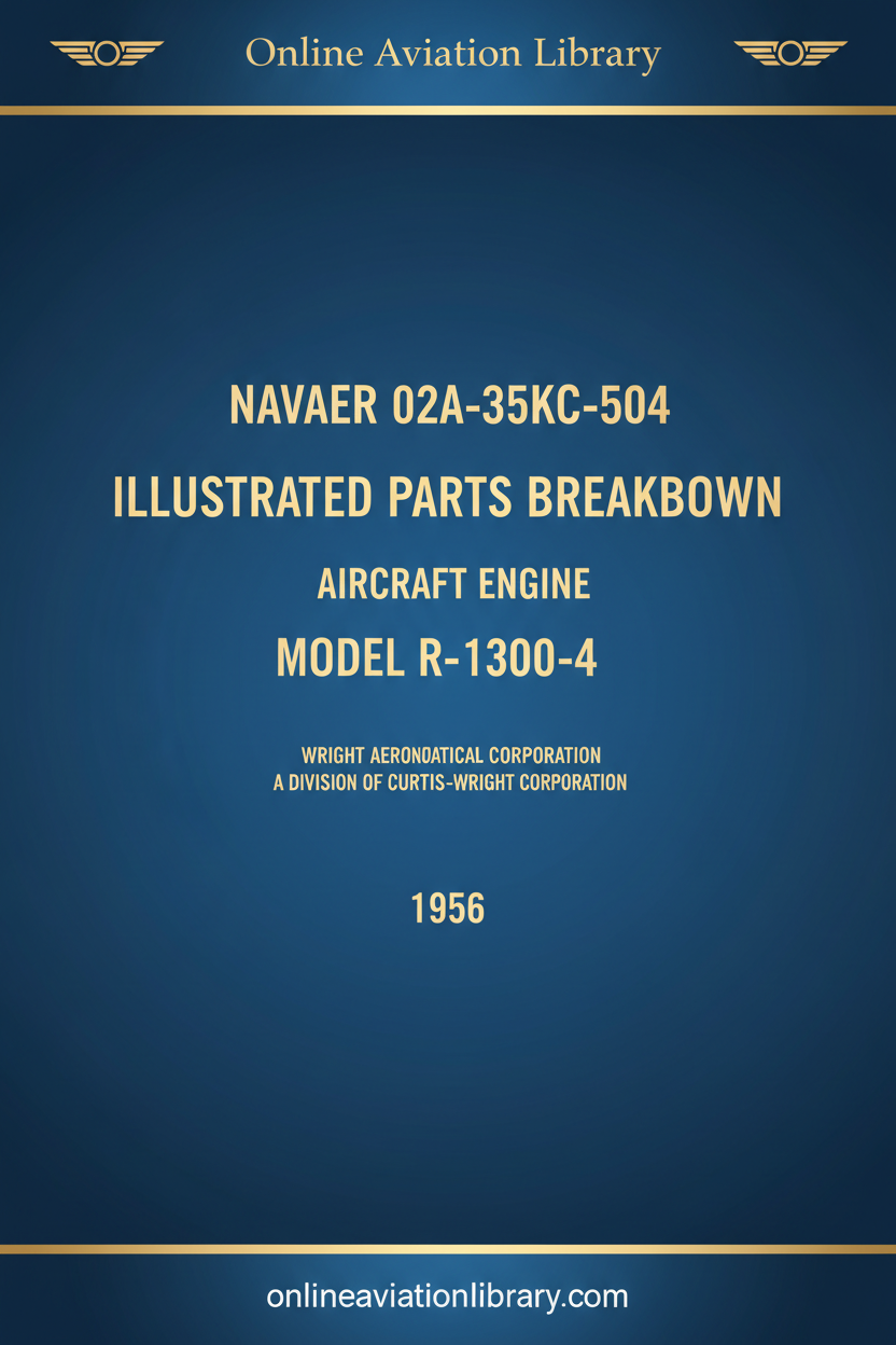 Wright R-1300-4 Aircraft Engine Illustrated Parts Breakdown Manual NAVAER 02A-35KC-504 1956 cover page