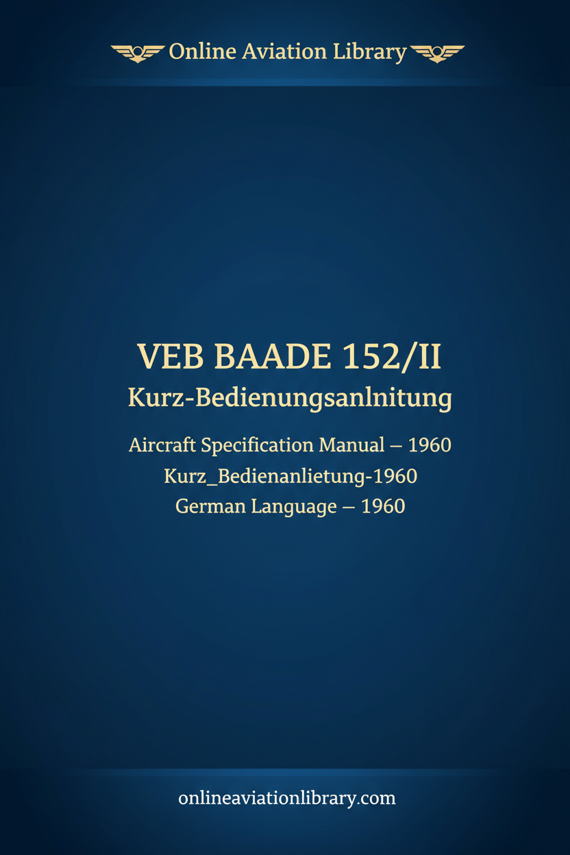Cover page: VEB Baade 152/II Aircraft Specification Manual, 1960
