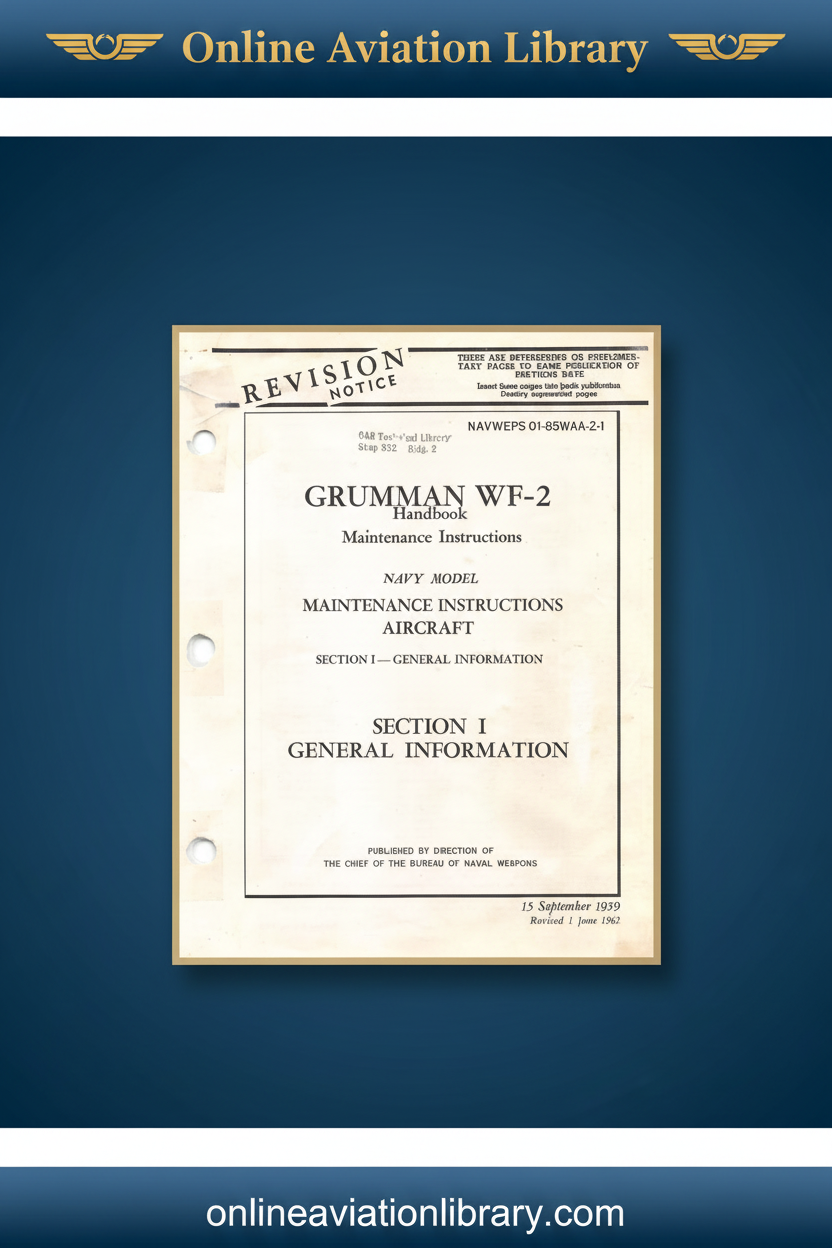 Grumman WF-2 Maintenance Manual General Information NAVWEPS 01-85WAA-2-1 OAL cover page
