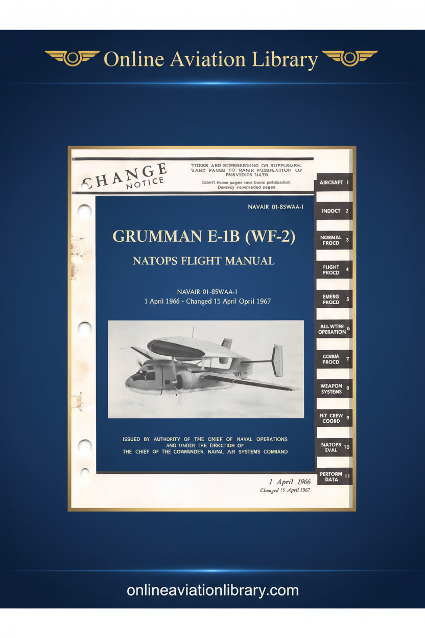 Grumman E-1B NATOPS Flight Manual NAVAIR 01-85WAA-1 1966 OAL cover page