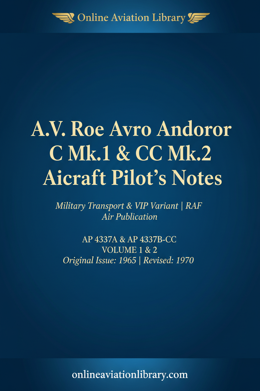 A.V. Roe Avro Andover C Mk.1 and CC Mk.2 Aircraft Pilot Notes cover page