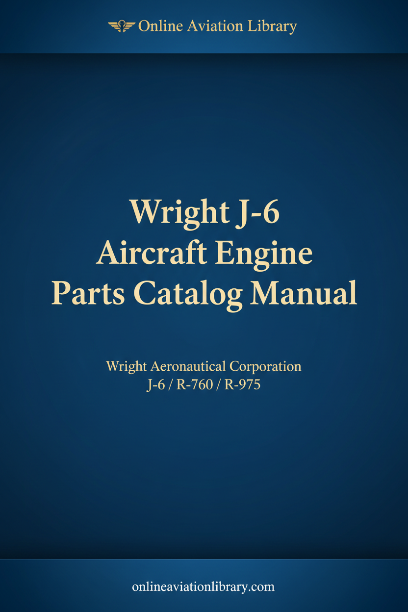 Wright J-6 Aircraft Engine Parts Catalog Manual cover page
