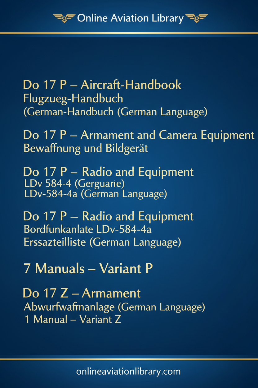Dornier Do 17 Variants P and Z manuals cover page