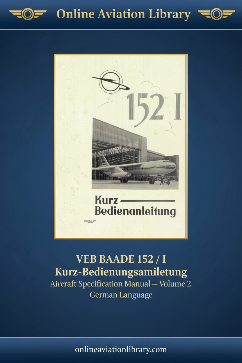 Cover page: VEB Baade 152 I Kurz-Bedienungsanleitung Volume 2, 11.152 I Da 397, 21.8.1958