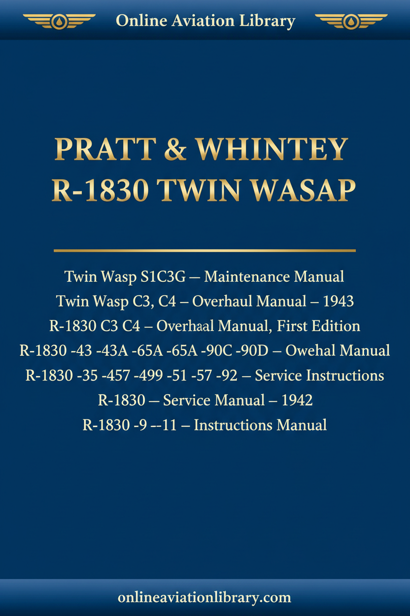 Pratt & Whitney R-1830 Twin Wasp engine manuals cover page - Online Aviation Library