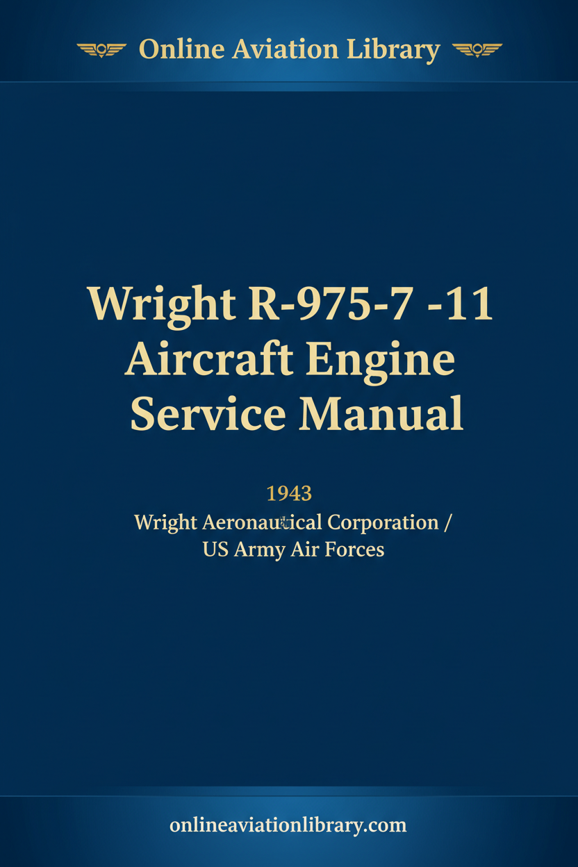 Wright R-975-7 -11 Aircraft Engine Service Manual 1943 cover page