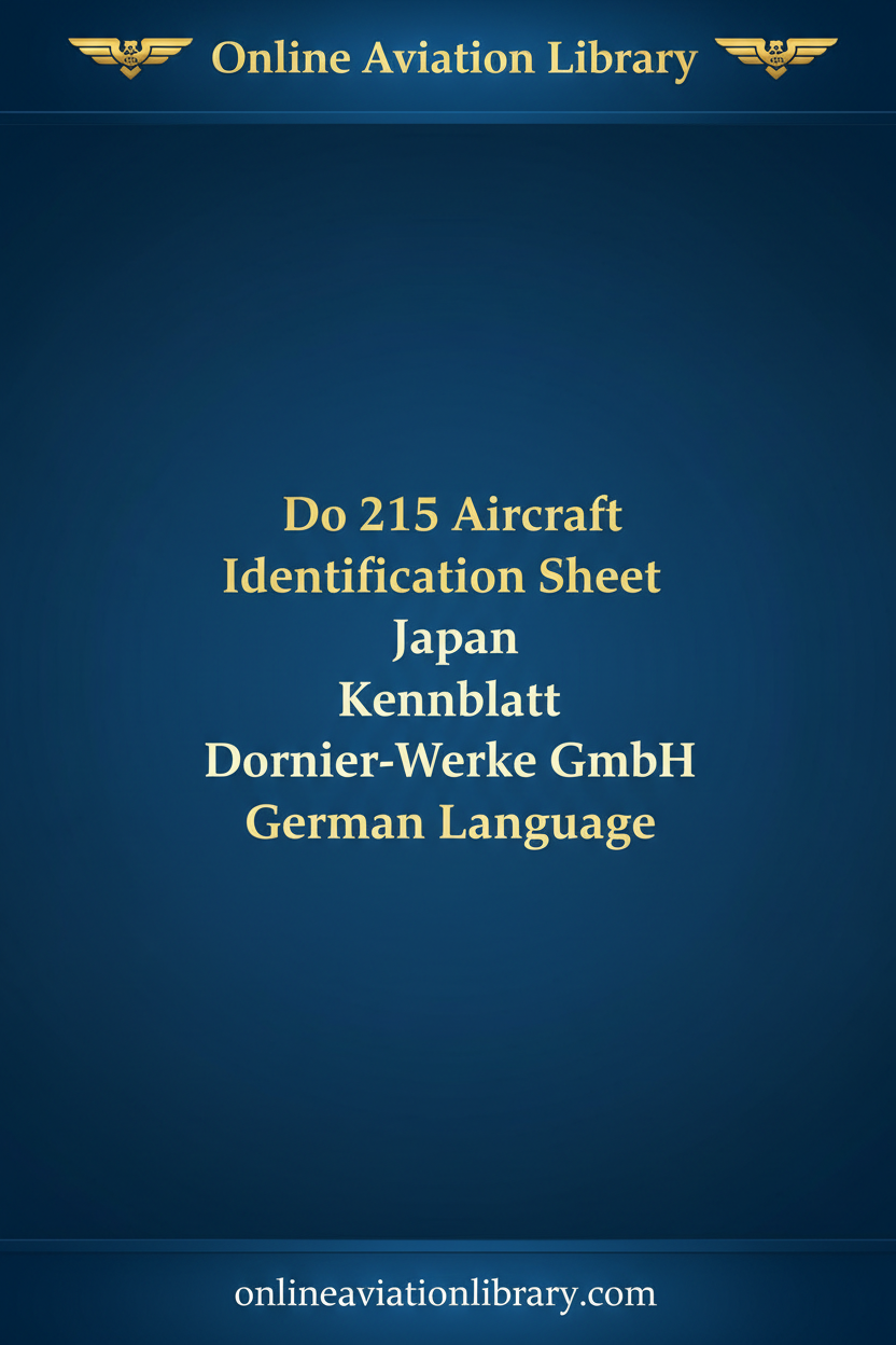 Do 215 Aircraft Identification Sheet Japan Kennblatt cover page