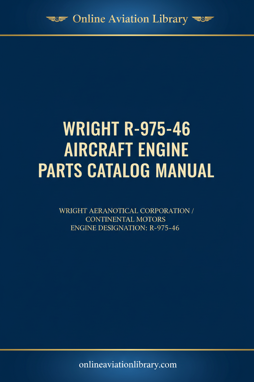 Wright R-975-46 Aircraft Engine Parts Catalog Manual cover page