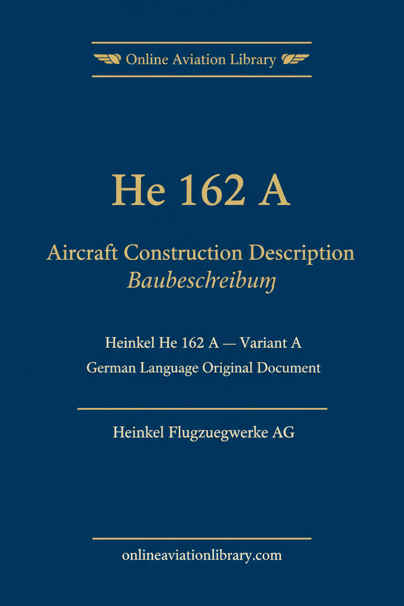 He 162 A Aircraft Construction Description Baubeschreibung - cover page