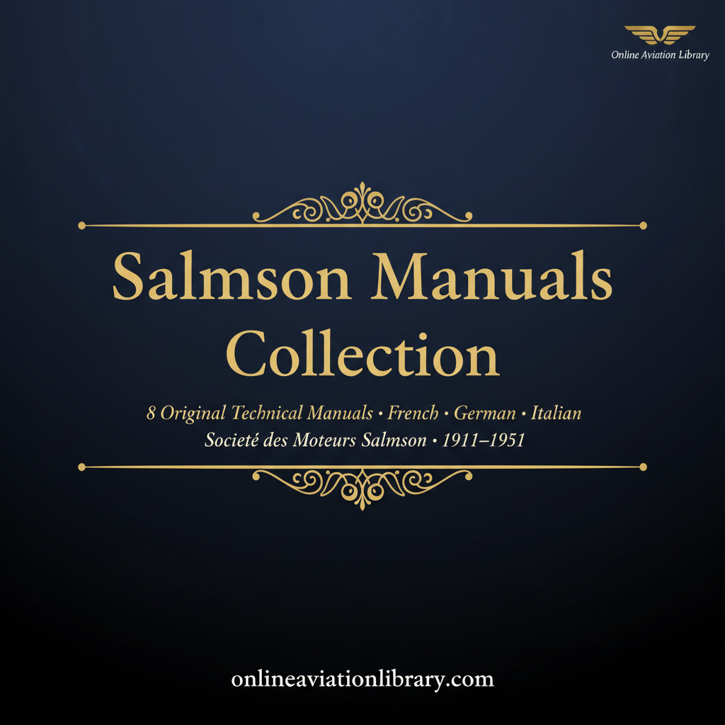 Salmson aircraft engine manuals collection promotional banner - 8 original technical manuals