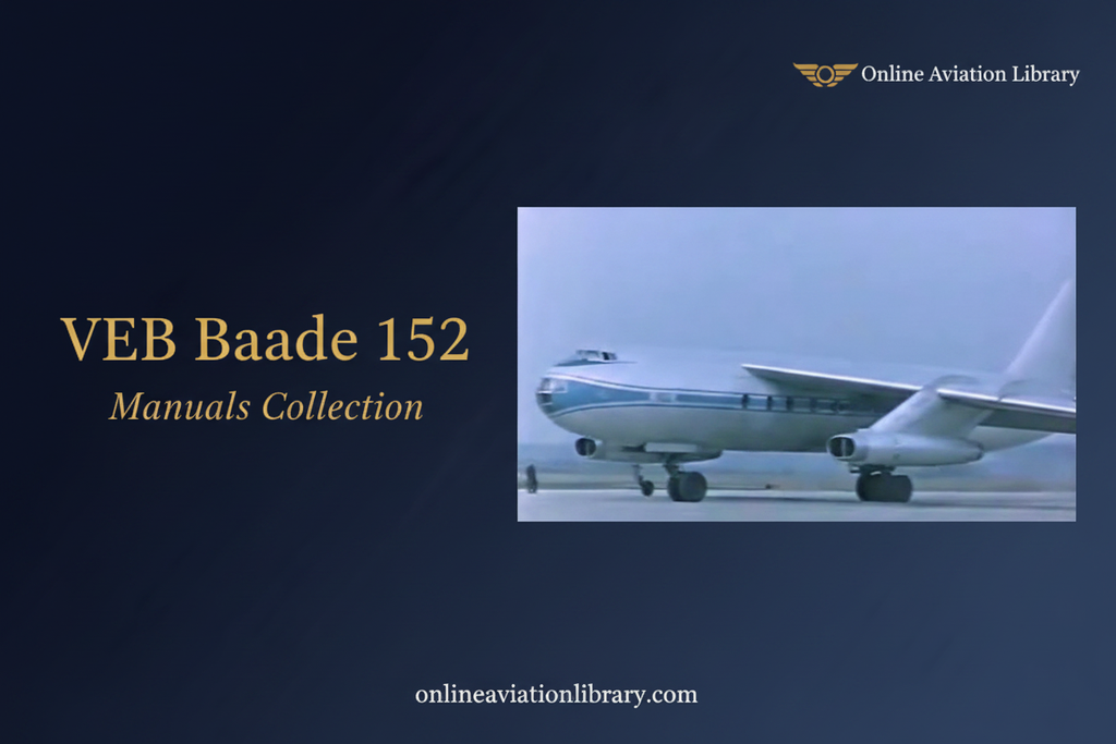 VEB Baade 152 taxiing on runway — Online Aviation Library banner