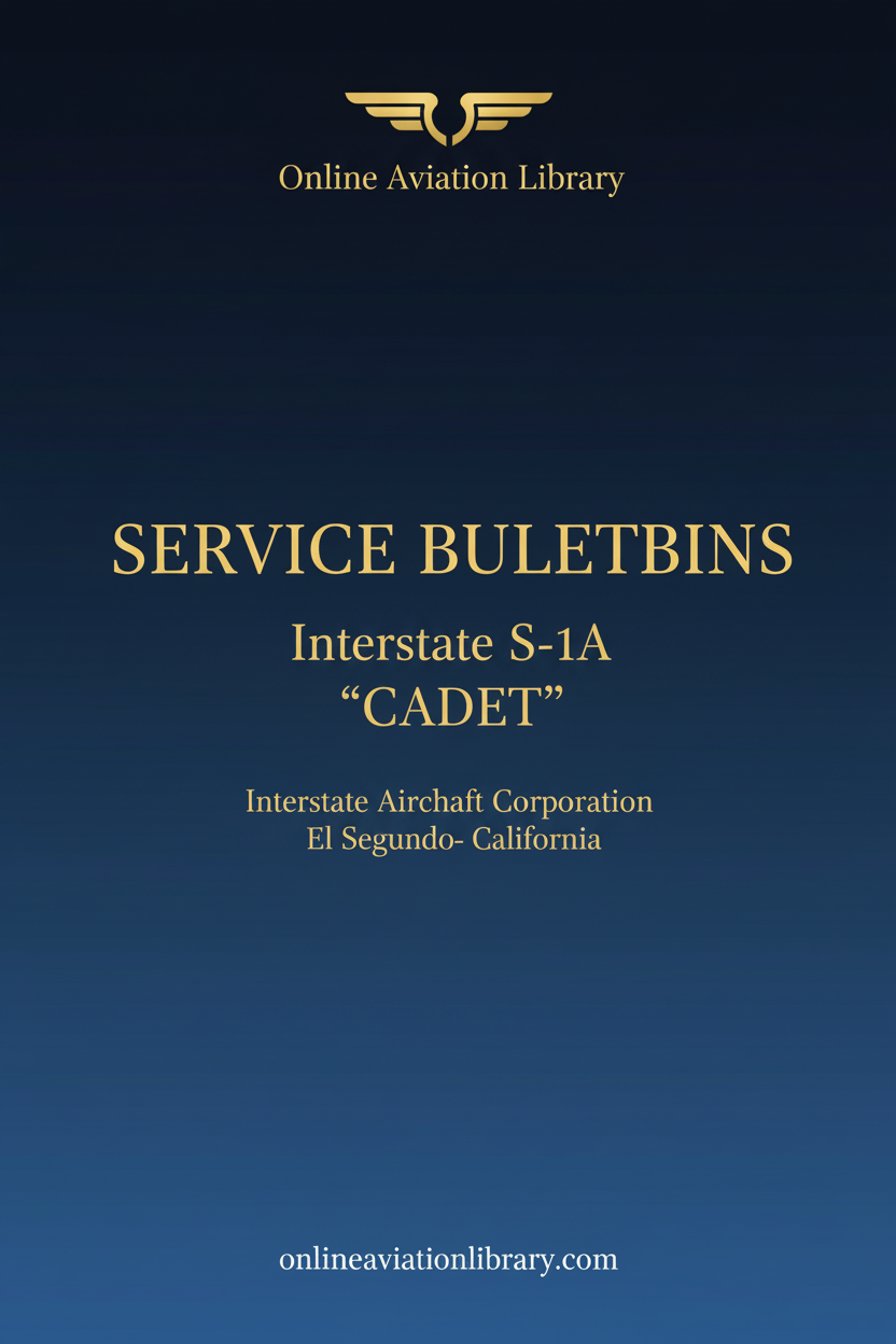 Interstate S-1A Cadet Service Bulletins Standard Cover Page