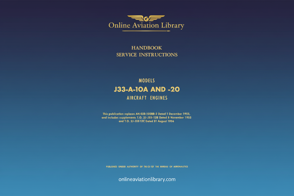 J33-A-10A AND -20 Aircraft Engines Manual Cover Page