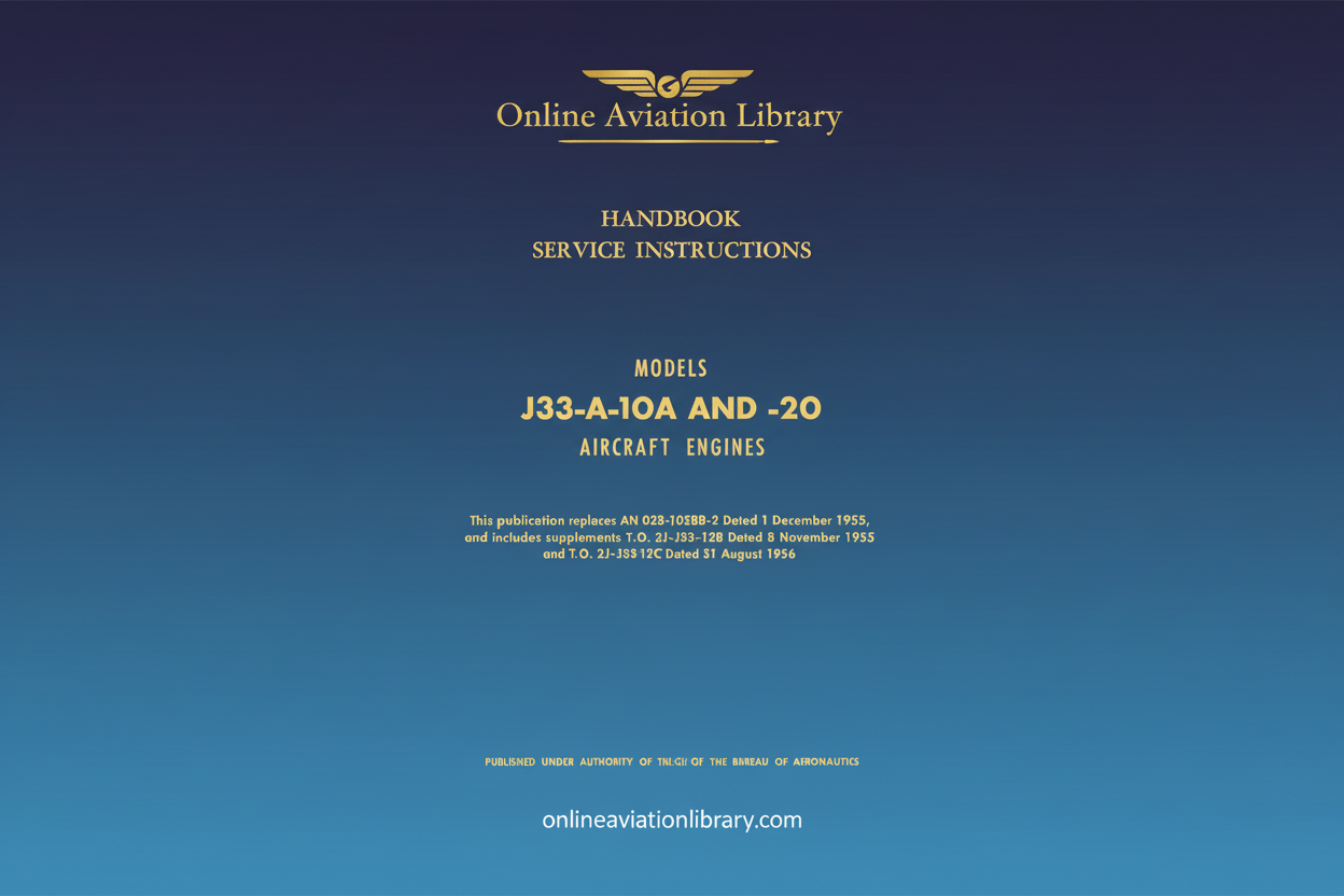 J33-A-10A AND -20 Aircraft Engines Manual Cover Page