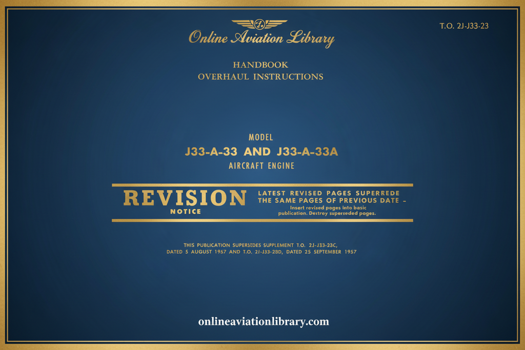 J33-A-33 AND J33-A-33A Aircraft Engine Handbook Overhaul Instructions Cover Page