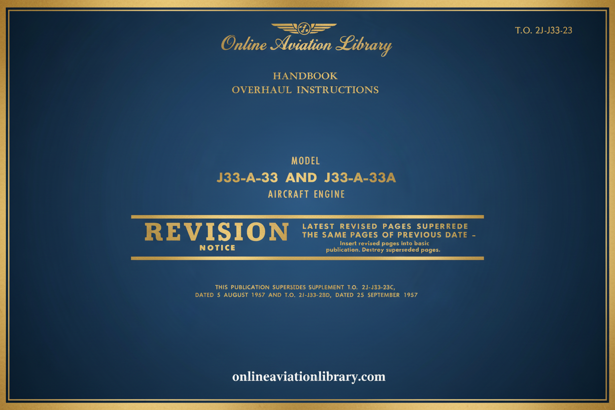 J33-A-33 AND J33-A-33A Aircraft Engine Handbook Overhaul Instructions Cover Page