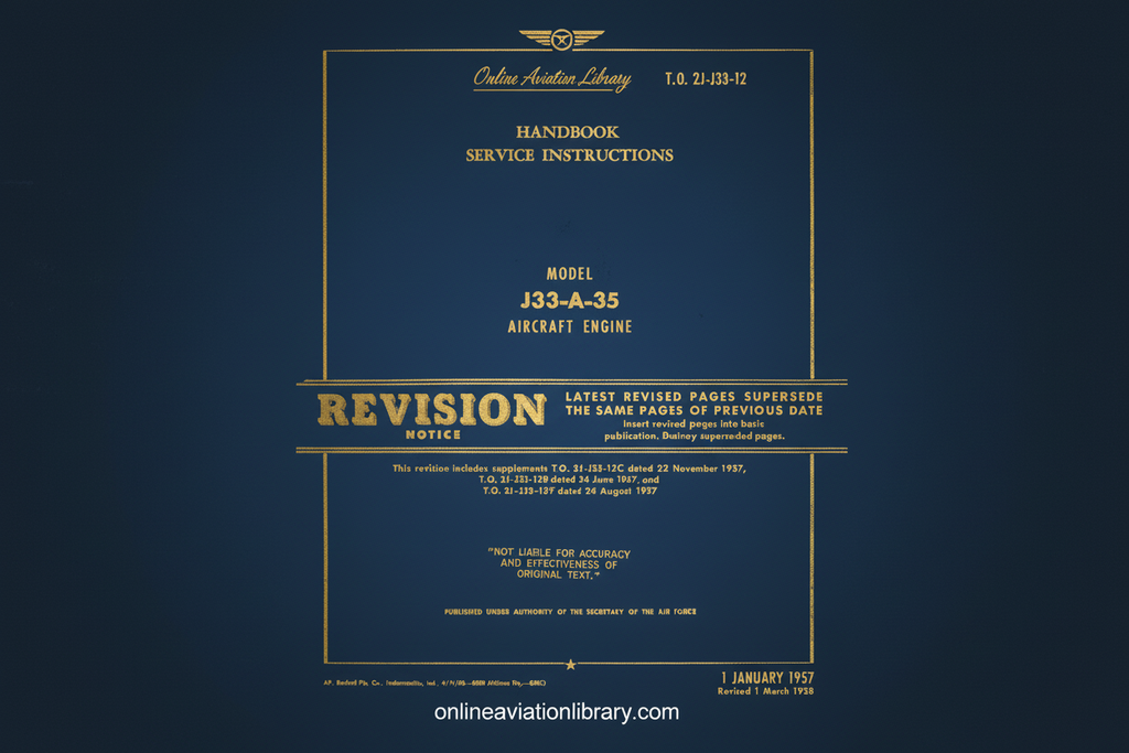 J33-A-35 Aircraft Engine Manual Cover Page