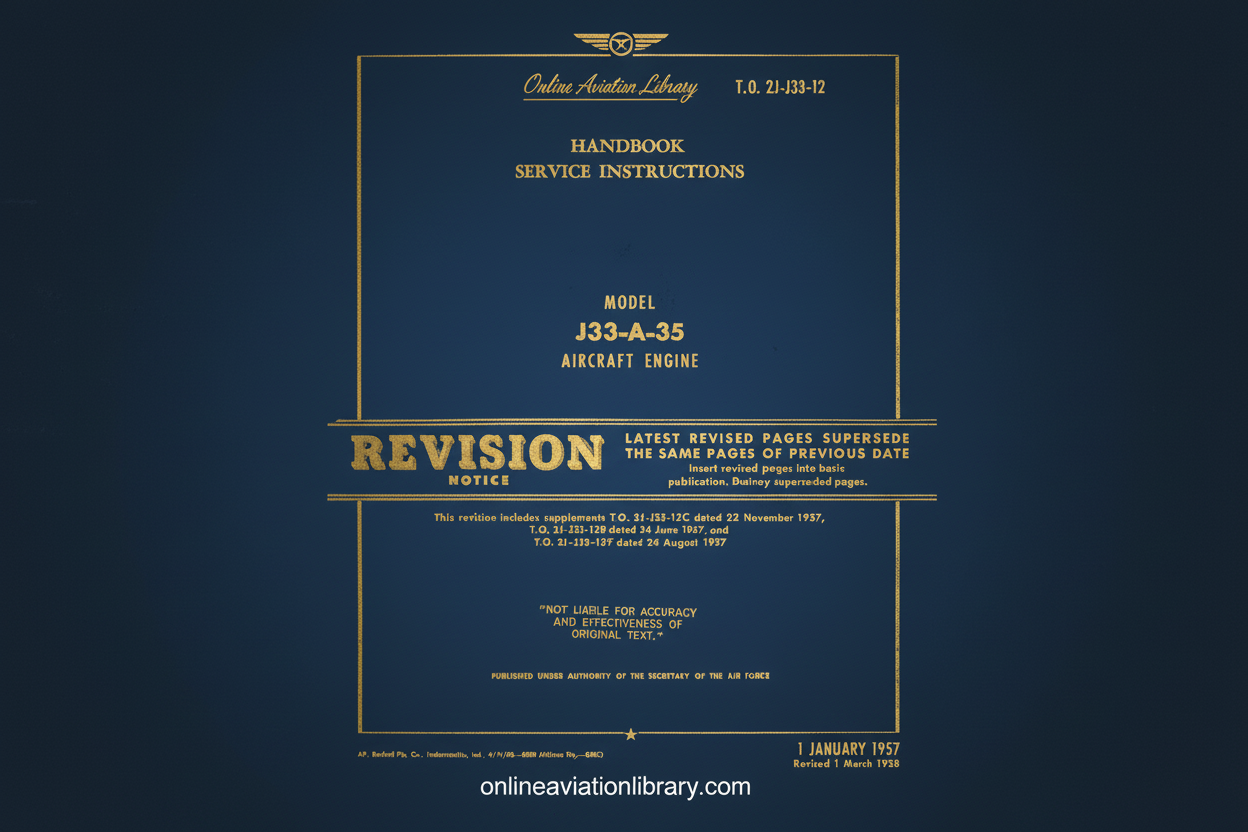 J33-A-35 Aircraft Engine Manual Cover Page