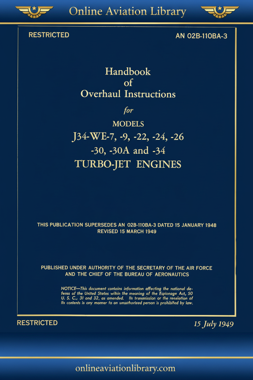 J34-WE-7-9-22-24-26-30-30A-34 Overhaul Handbook - Cover Page Blue