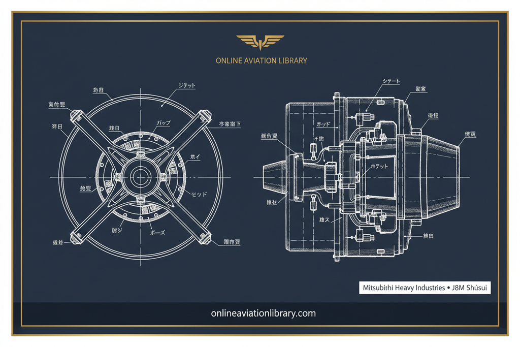 J8M Shūsui — Navy Blueprint Card — Tokuro-2 Engine