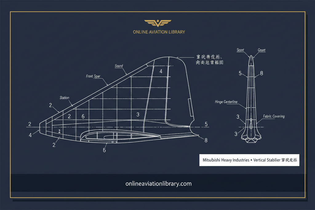 J8M — Vertical Stabiliser Blueprint Card