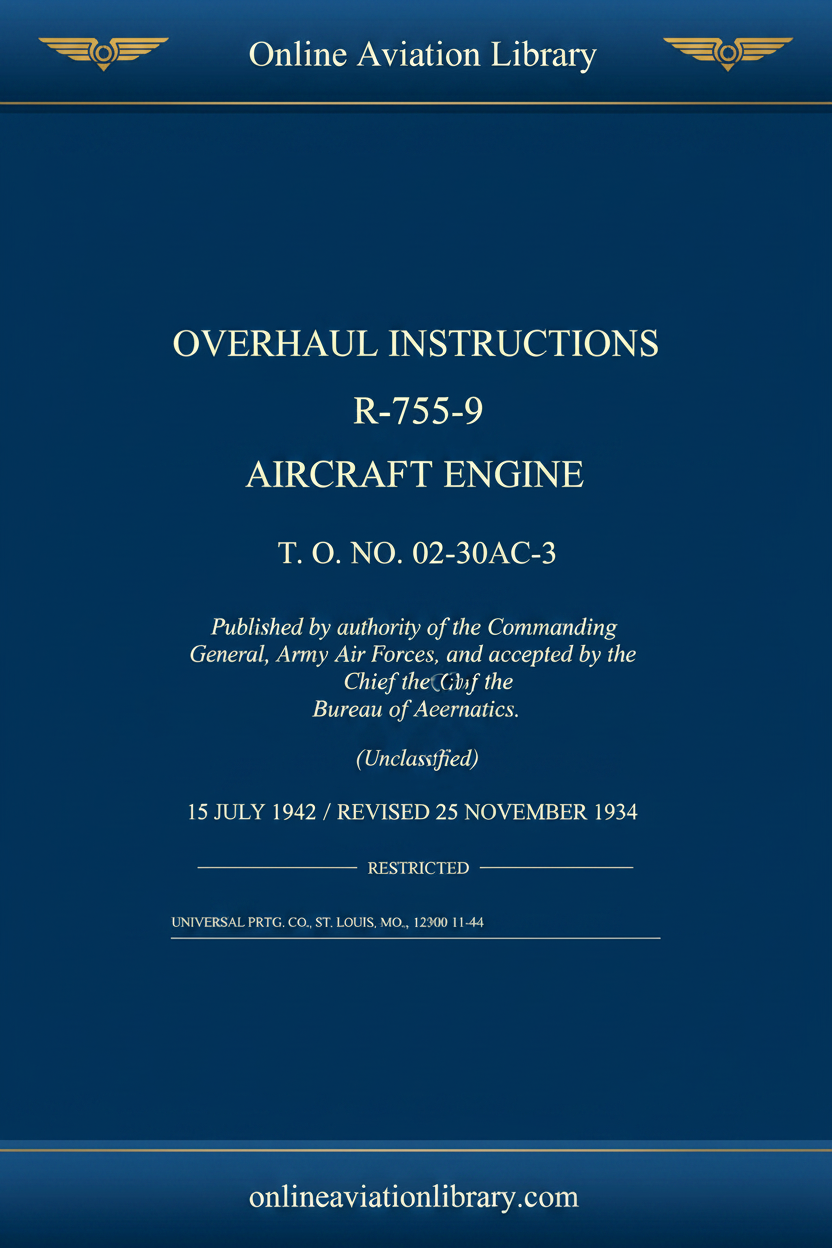 Jacobs R-755-9 Overhaul Instructions Cover — clean