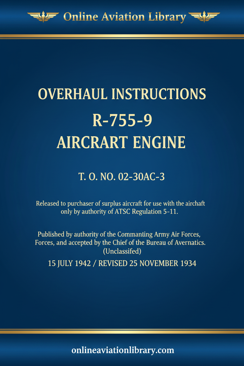 Jacobs R-755-9 Overhaul Instructions Cover — surplus release